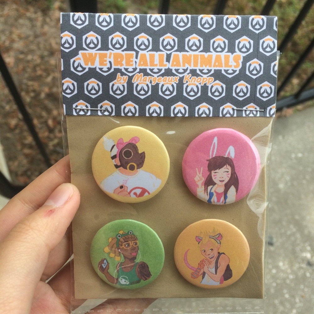 Overwatch "We're all animals" 4-pack button set